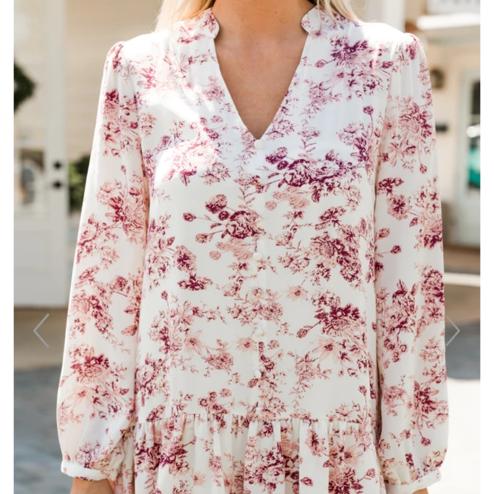 Cream Floral Dress